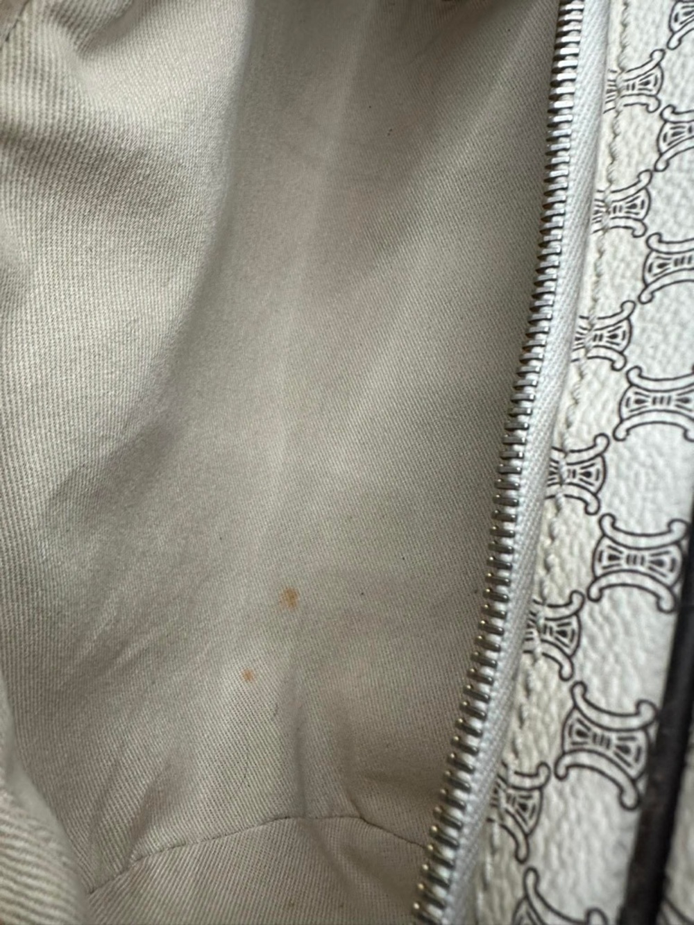 Celine Cream and Brown Monogram Top Handle Bag with Branded Scarf - Picture 8 of 13